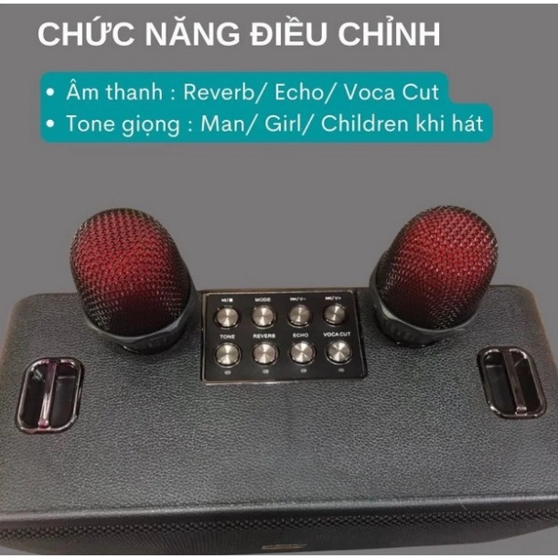 Loa bluetooth karaoke Marshall K186 âm thanh đỉnh cao,loa karaoke không dây kèm 2 mic bass căng âm tốt pin trâu có BH