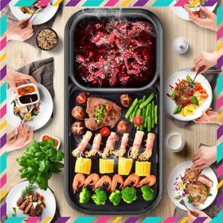 Nồi lẩu nướng 2 in 1 Lớn , bếp lẩu nướng 2 ngăn đa năng