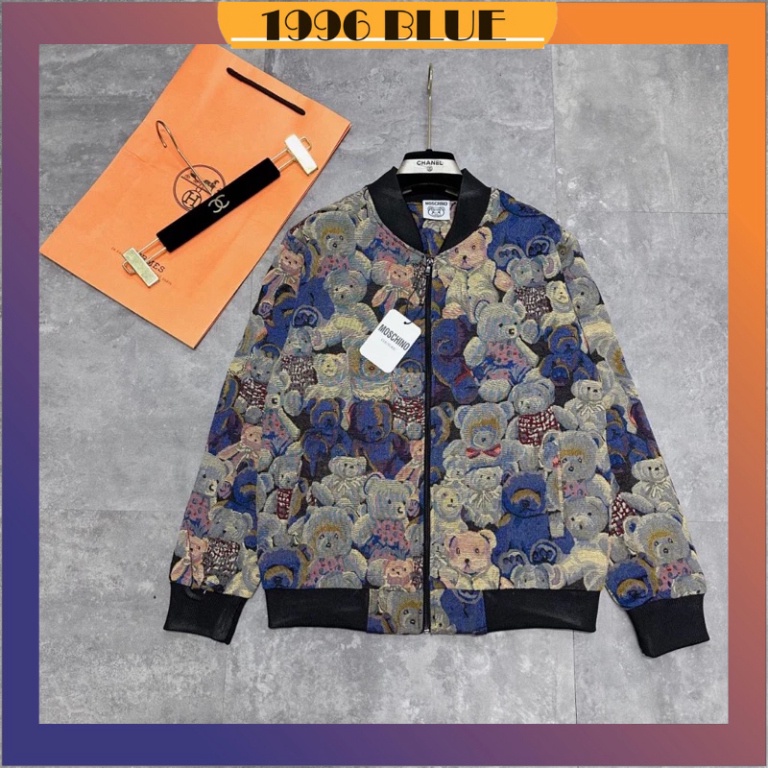 Áo khoác nam nữ vải gấm dệt gấu hàng quảng châu 2 lớp - Áo khoác bomber nam nữ phong cách hàn quốc A3