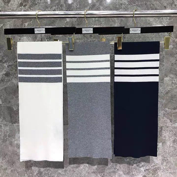 Thom browne Mũ Len Dệt Kim Kèm Khăn Choàng Cổ Họa Tiết Cổ Điển Thời Trang Thu Đông Dành Cho Nam Nữ
