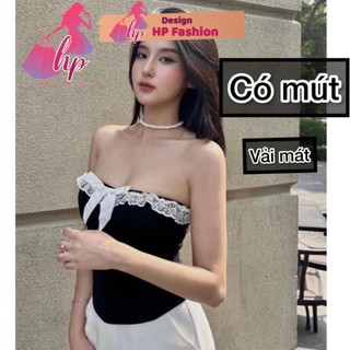 Áo ống cúp ngực body, áo nữ phối viền ren có mút màu đen trắng thun gân có mút co giãn sang chảnh G492