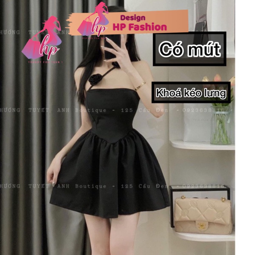 Đầm body chéo 1 dây ngắn, váy nữ có mút phối hoa dáng ngắn dự tiêc G215