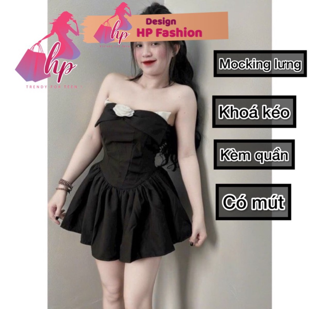 Đầm cúp ngực nữ body xoè dáng ngắn có mút kèm quần đùi sang chảnh tôn dáng G419