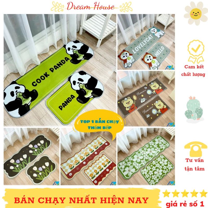 [RẺ VÔ ĐỊCH] bộ 2 thảm bếp nỉ 5D chống trượt, chùi chân 40x60 và 40x120, trang trí nhà cửa