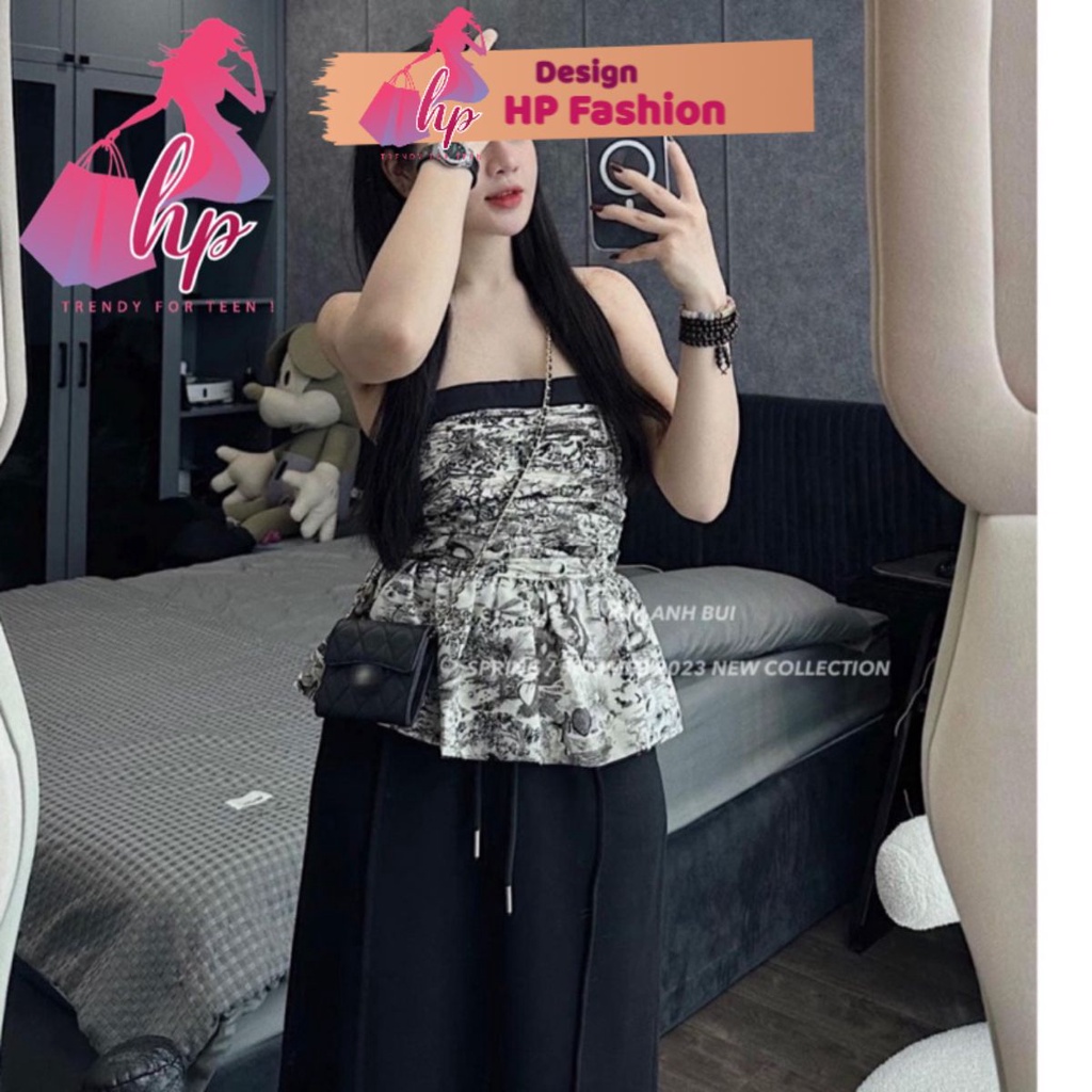 Áo quây body xoè, áo nữ ống bí 2 lớp không mút peplum G96