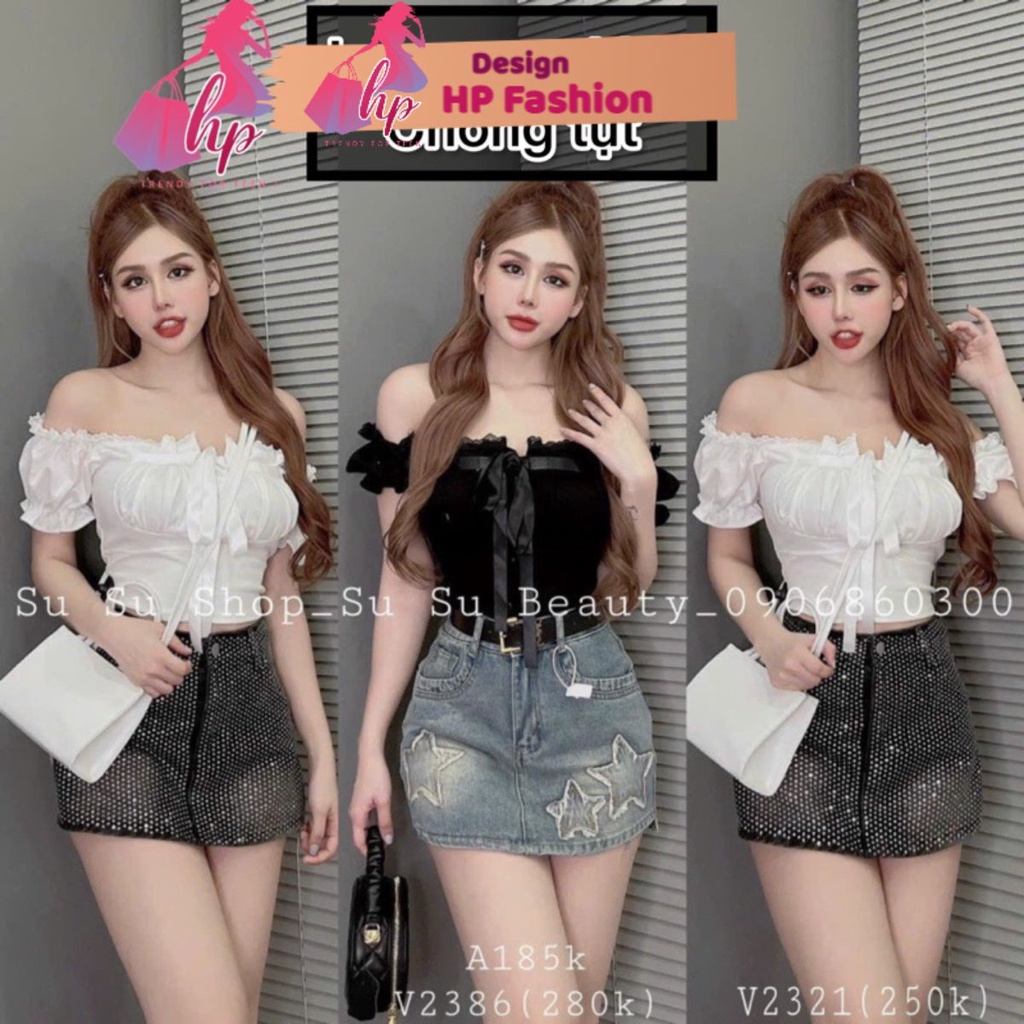 Áo trễ vai croptop không mút, áo mữ crt chạy nhún lưng chống tụt G287