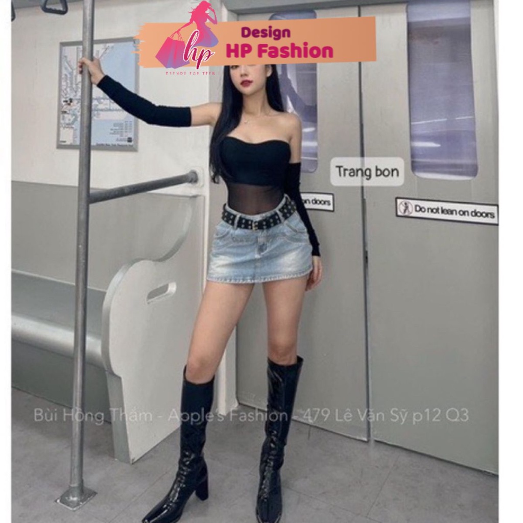 Áo ống croptop phối lưới, kèm tay rời có mút mặc hè- VD978
