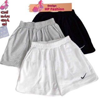 Quần short đùi nữ ngắn thể thao lưng thun thêu logo có túi mẫu mới  -VD32 quần