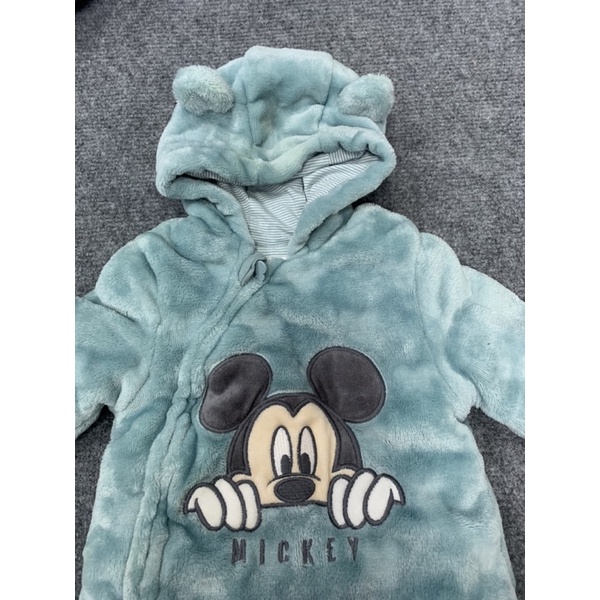 Body lông thỏ có mũ thêu chuột Mic.ky cực kỳ dầy dặn và ấm áp cho bé
