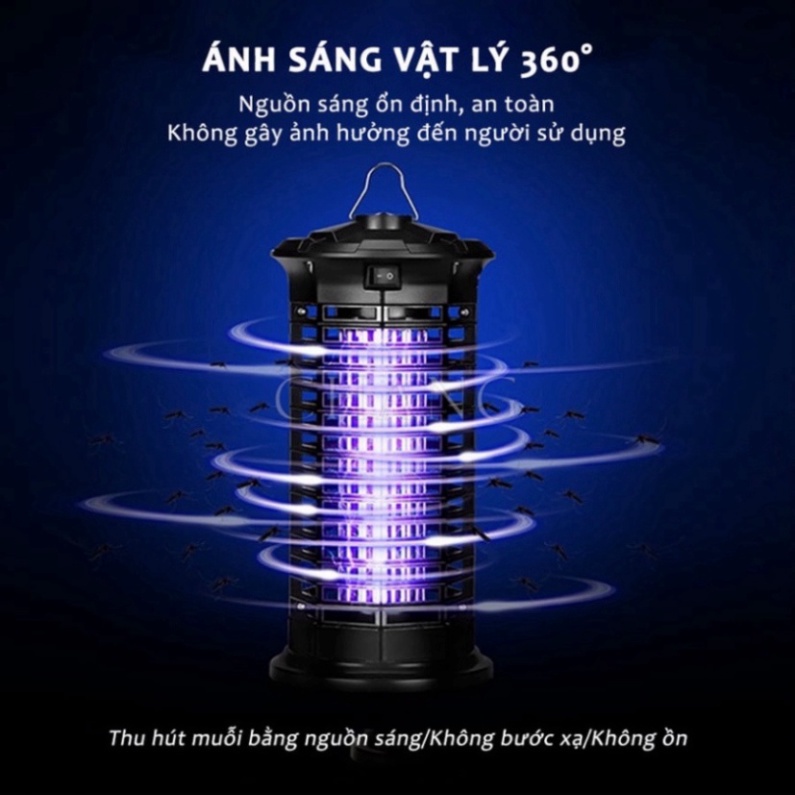 Đèn bắt muỗi thế hệ mới, Bẫy muỗi diệt côn trùng điện quang hình tháp 3D kiêm đèn ngủ, chống lóa mắt có cổng sạc USB