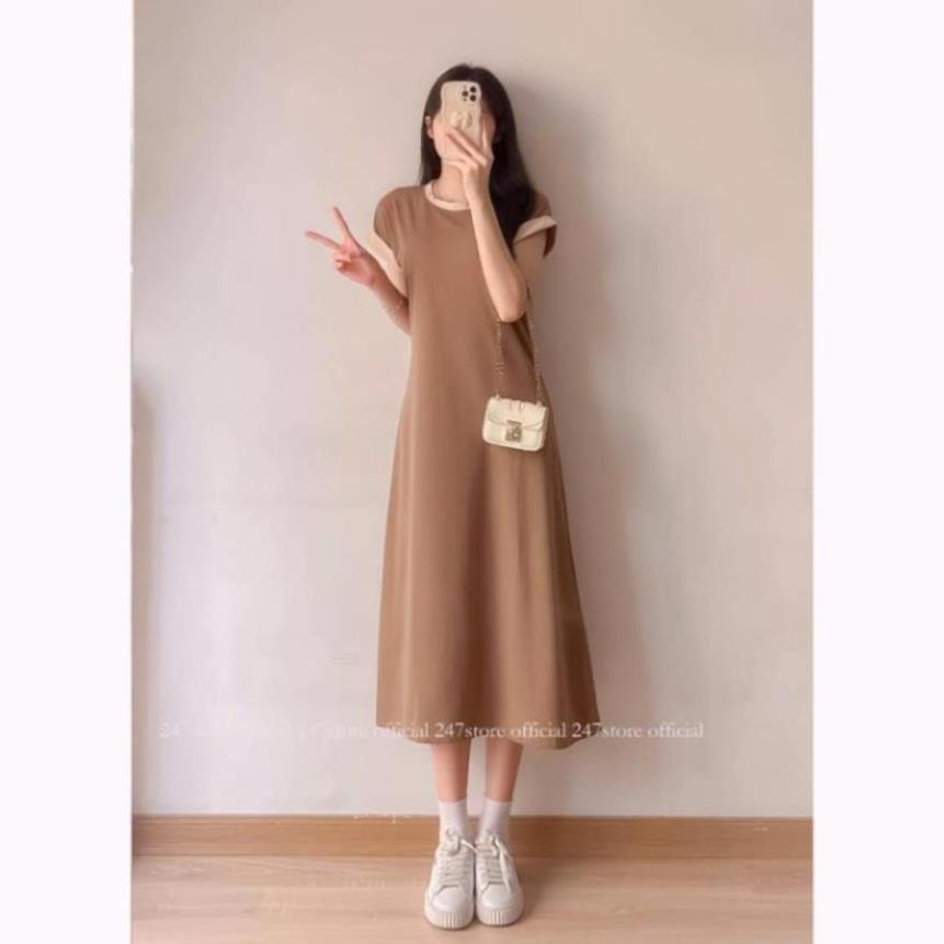 Váy xuông dáng dài xòe nhẹ chất bozip dày dặn thời trang phối viền VAY8