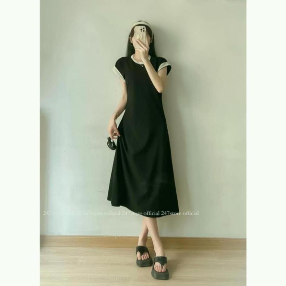 Váy xuông dáng dài xòe nhẹ chất bozip dày dặn thời trang phối viền VAY8