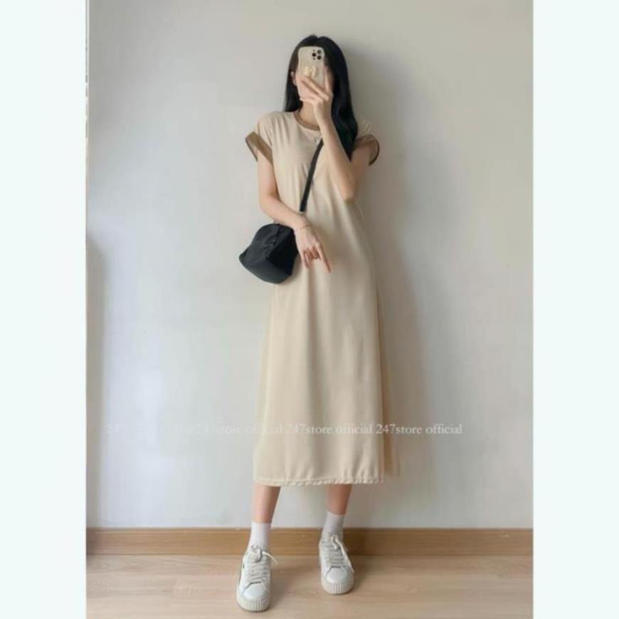 Váy xuông dáng dài xòe nhẹ chất bozip dày dặn thời trang phối viền VAY8