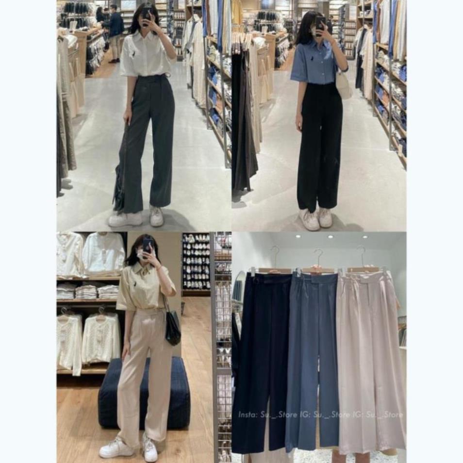 Quần vải ông rộng phối dây nơ nữ tính dáng công sở sang chảnh tôn dáng siêu xinh hot hit QU2