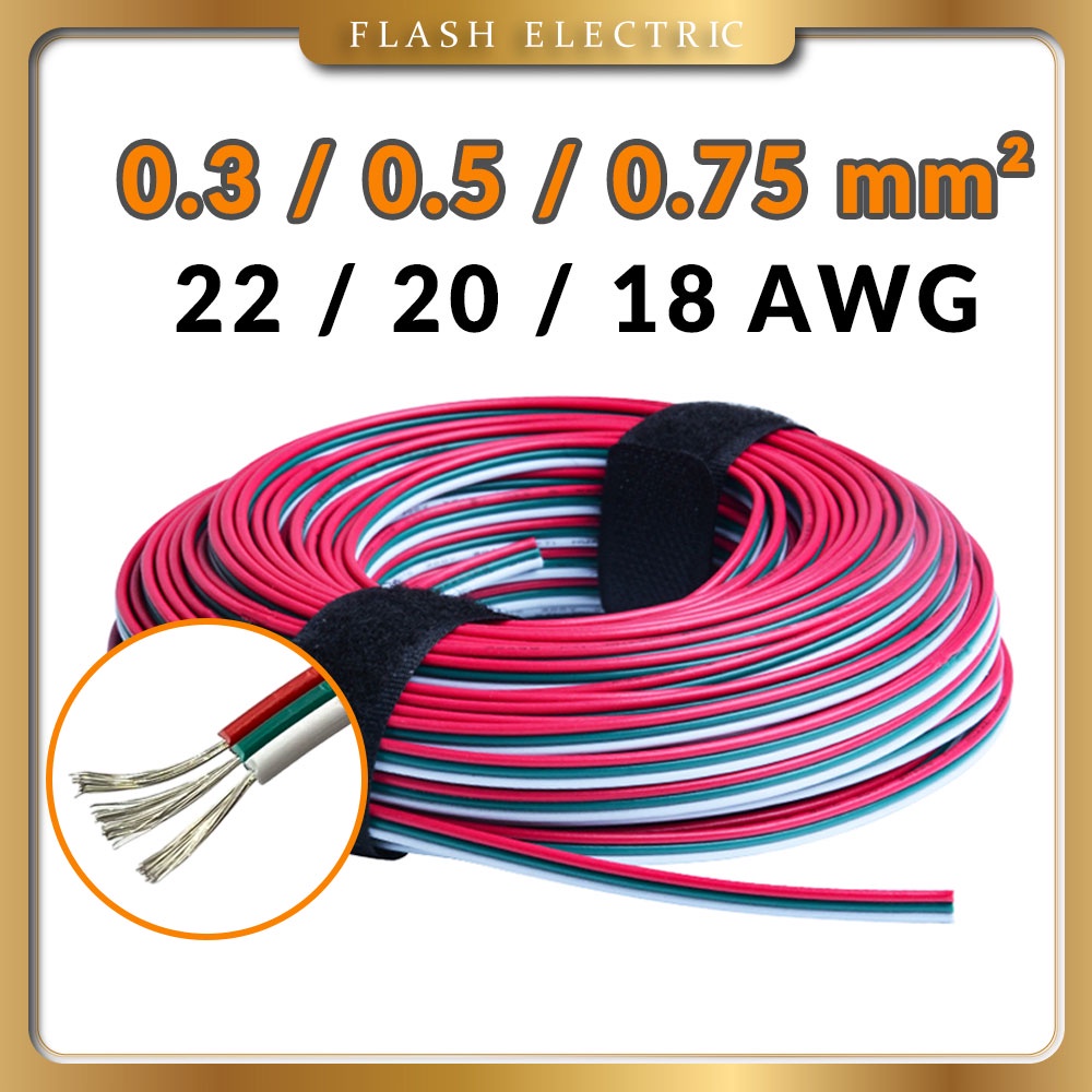 Dây điện 3P lõi đồng mạ kẽm chống oxy hóa, AWG 18/20/22 0.3 ~ 0.75mm