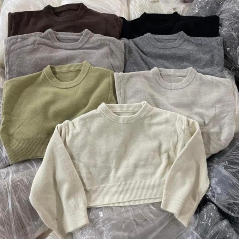 Áo len croptop trơn dài tay AO27