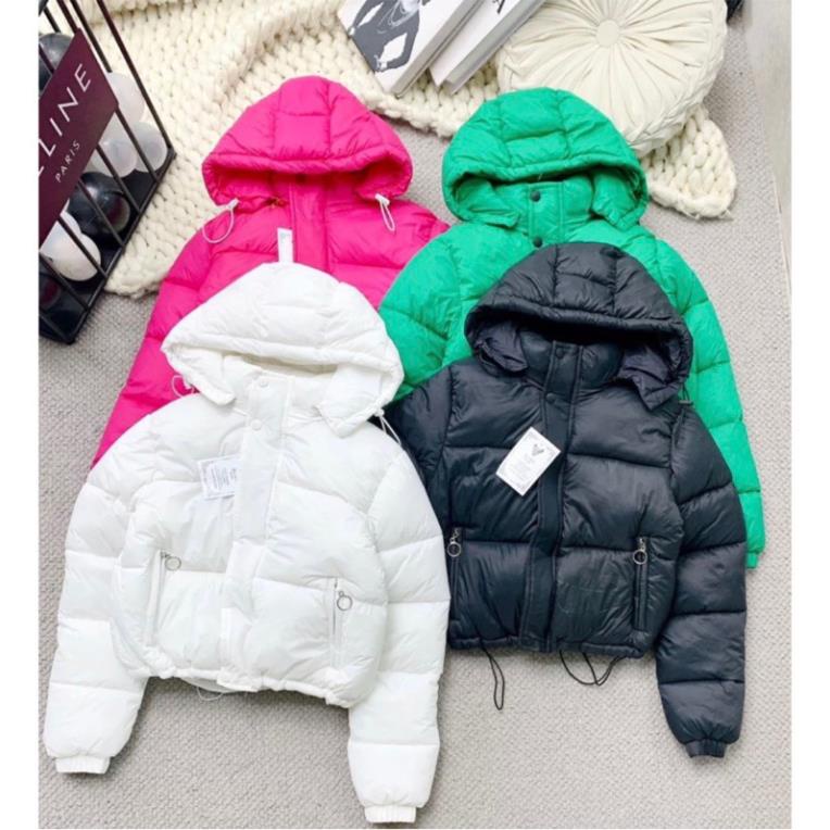 Áo khoác phao nữ có mũ mũ tháo rời phong cách trẻ trung cao cấp