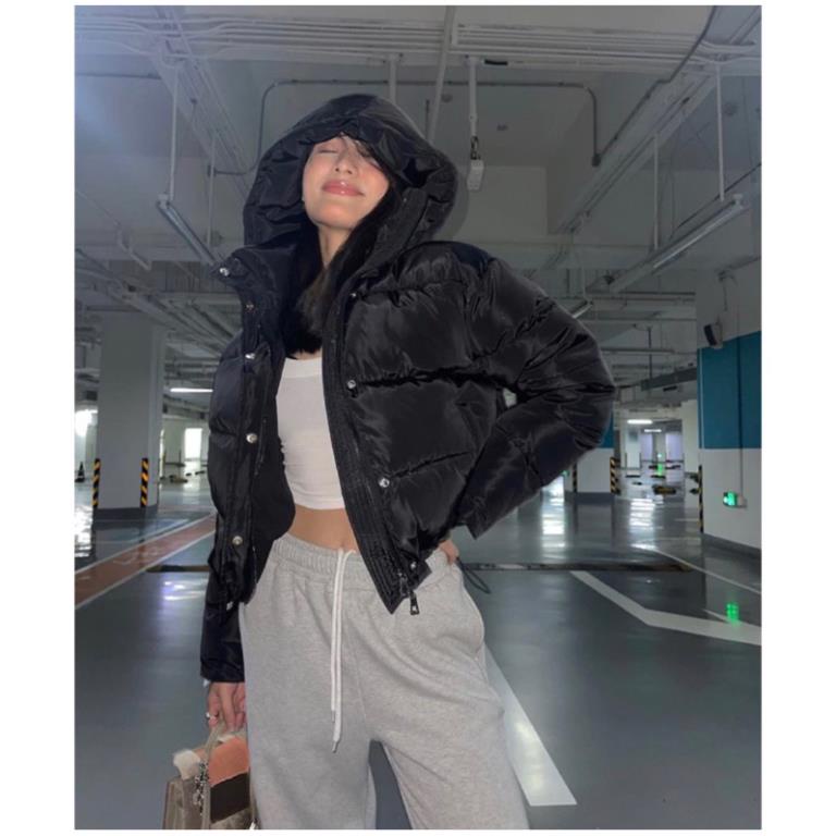 Áo phao Nhung Lì Mũ Rời dáng ngắn, áo chất đẹp 3 lớp sang chảnh