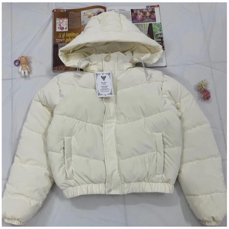 Áo phao Nhung Lì Mũ Rời dáng ngắn, áo chất đẹp 3 lớp sang chảnh