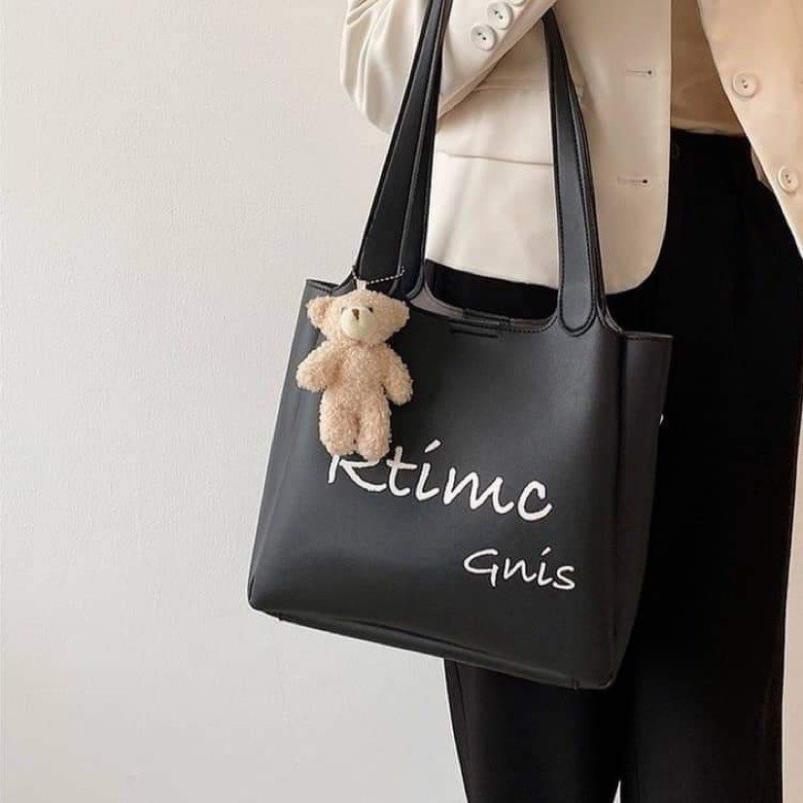 Ok Túi tote nữ 2 màu kem đen siêu xinh túi đeo nữ chất da bền đẹp thiết kế dáng xinh xắn cá tính !!! TDC018