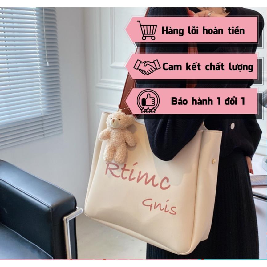 Ok Túi tote nữ 2 màu kem đen siêu xinh túi đeo nữ chất da bền đẹp thiết kế dáng xinh xắn cá tính !!! TDC018
