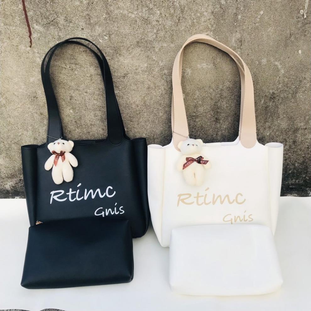 Ok Túi tote nữ 2 màu kem đen siêu xinh túi đeo nữ chất da bền đẹp thiết kế dáng xinh xắn cá tính !!! TDC018