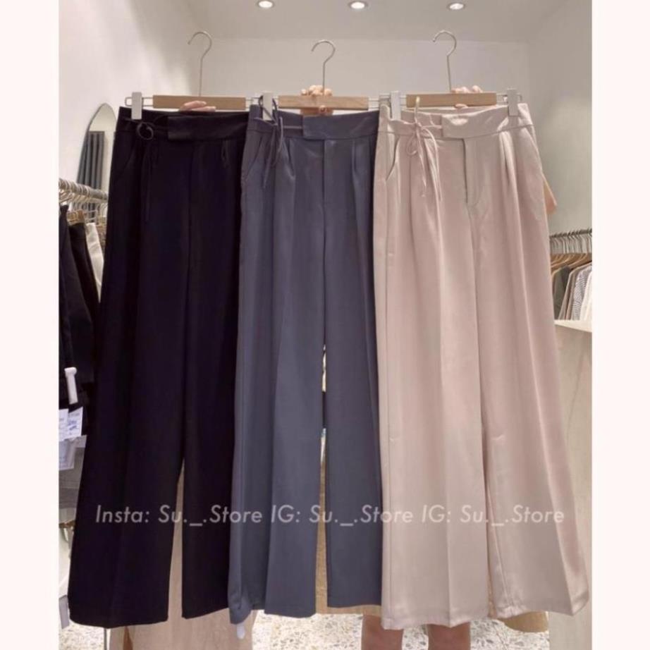 Quần vải ông rộng phối dây nơ nữ tính dáng công sở sang chảnh tôn dáng siêu xinh hot hit QU2