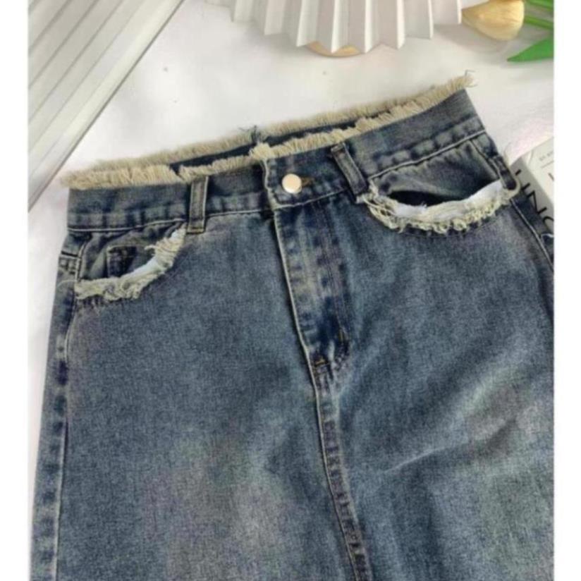 Chân váy jeans dáng dài siêu xinh phù hợp đi học, đi chơi hot hit CV4