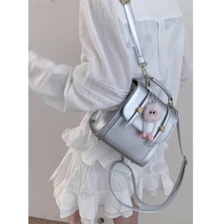 Balo đi học balo da nữ Balo nữ mùa hè 2023 thiết kế mẫu mới túi du lịch xách tay một vai màu bạc cho học sinh thích hợp cặp sách