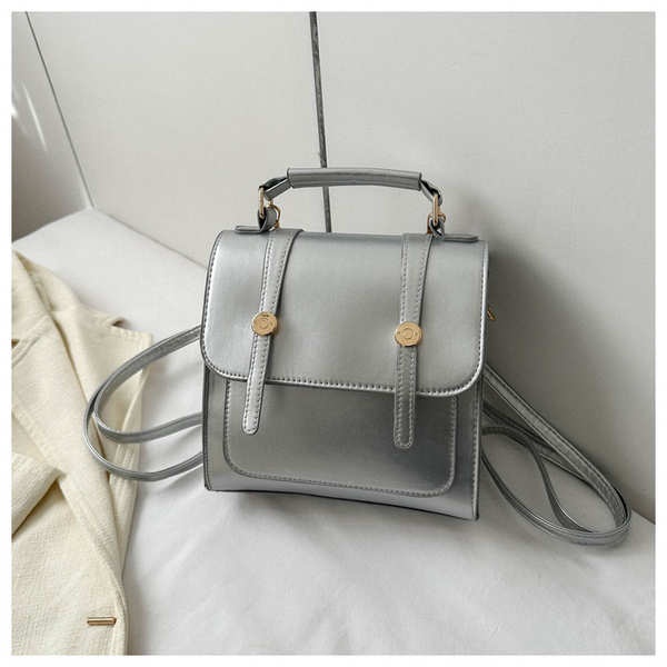 Balo đi học balo da nữ Balo nữ mùa hè 2023 thiết kế mẫu mới túi du lịch xách tay một vai màu bạc cho học sinh thích hợp cặp sách