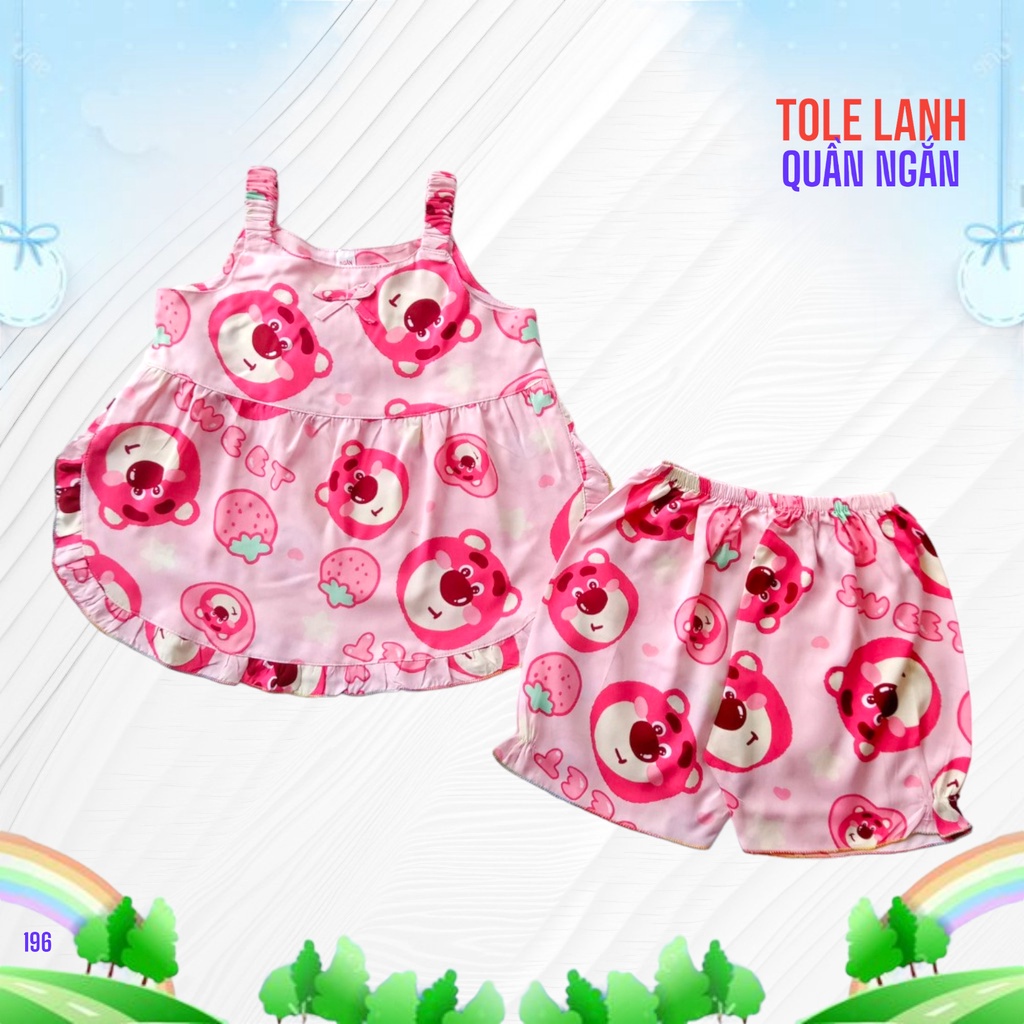 Được chọn mẫu.Từ 4 - 11 kí. Quần ngắn áo dây bí bé gái, chất tole lanh 2 da loại 1, vải mềm mịn mát, thấm hút tốt