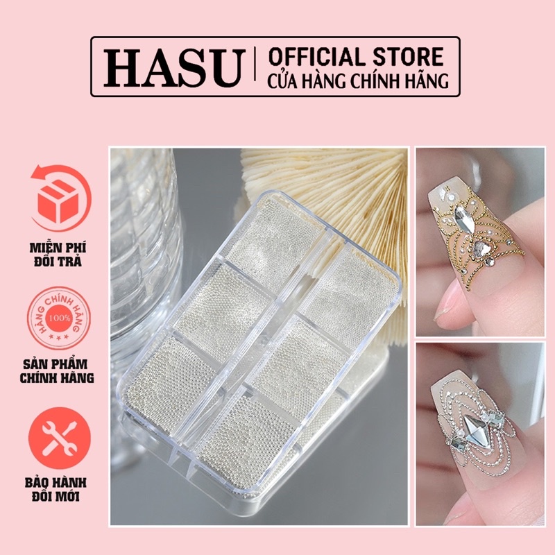 Khay bi sắt super mini mix size - bi sắt đính móng 6 ô - phụ kiện bi đính trang trí móng