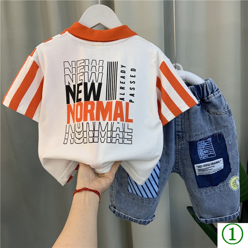 Set Áo Thun polo Tay Ngắn Và Quần short Thời Trang Mùa Hè 2023 Phong Cách Mới Cho Bé Trai