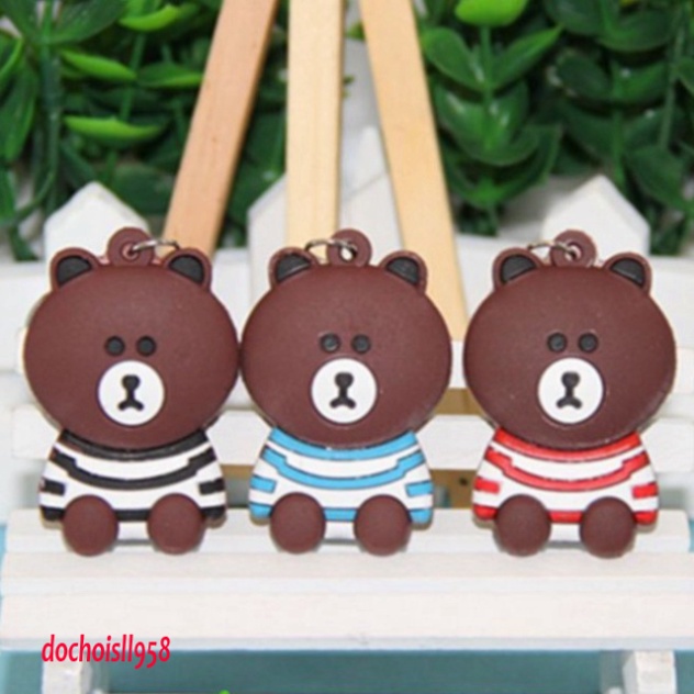 Móc khóa gấu Brown mặc áo sọc kẻ - Móc khóa thỏ Cony và gấu Brown