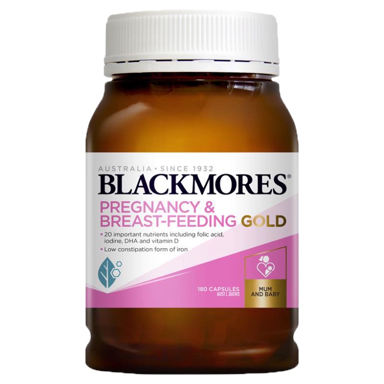 Vitamin bầu Blackmores Pregnancy And Breast Feeding Gold của Úc, bổ sung vitamin tổng hợp cho bà bầu hộp 180 viên - Lala