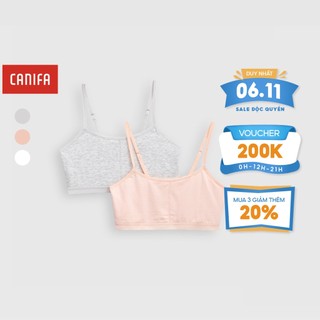 Pack 2 áo lót bé gái CANIFA chất liệu cotton co giãn, phom ôm ML23 1US23A001