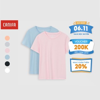 Pack 2 áo phông nữ CANIFA chất liệu 60% cotton, 40% polyester 6SA23A001