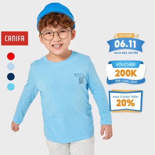 Áo phông bé trai CANIFA áo thun dài tay chất liệu cotton cổ tròn in hình nhỏ 2LT22W001