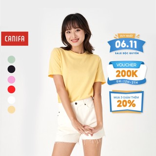 Áo phông nữ CANIFA chất liệu cotton pha, cổ tròn tay cộc 6TS23A004