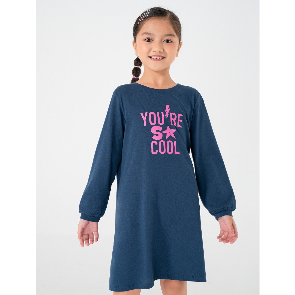 Váy liền bé gái CANIFA chất liệu cotton dài tay có hình in dáng suông 1DS22W003