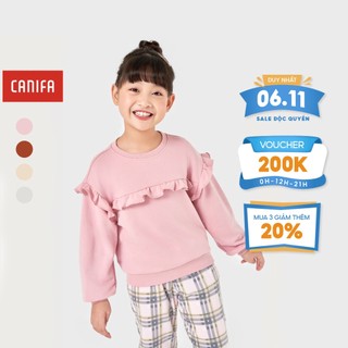 Áo nỉ bé gái CANIFA chất liệu cotton pha dài tay cổ tròn 1TW22W011