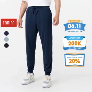 Quần nỉ nam CANIFA dáng jogger co giãn cạp chun bo gấu 8BP23W004