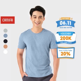 Áo phông nam cổ tròn CANIFA chất liệu cotton co giãn, phom regular cổ tròn ML23 8TS22A004