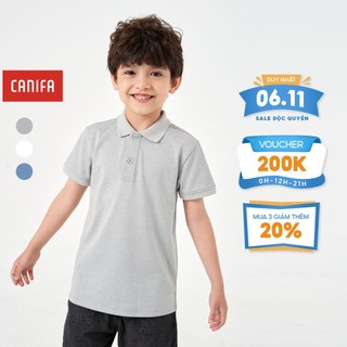 Áo polo bé trai CANIFA chất liệu cotton pha, cổ đức tay cộc 2TP23S002