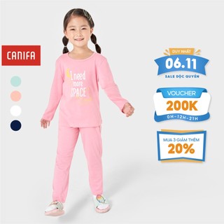 Bộ quần áo bé gái CANIFA dài tay 100% cotton cho mùa thu đông in hình dễ thương - 1LS21W020