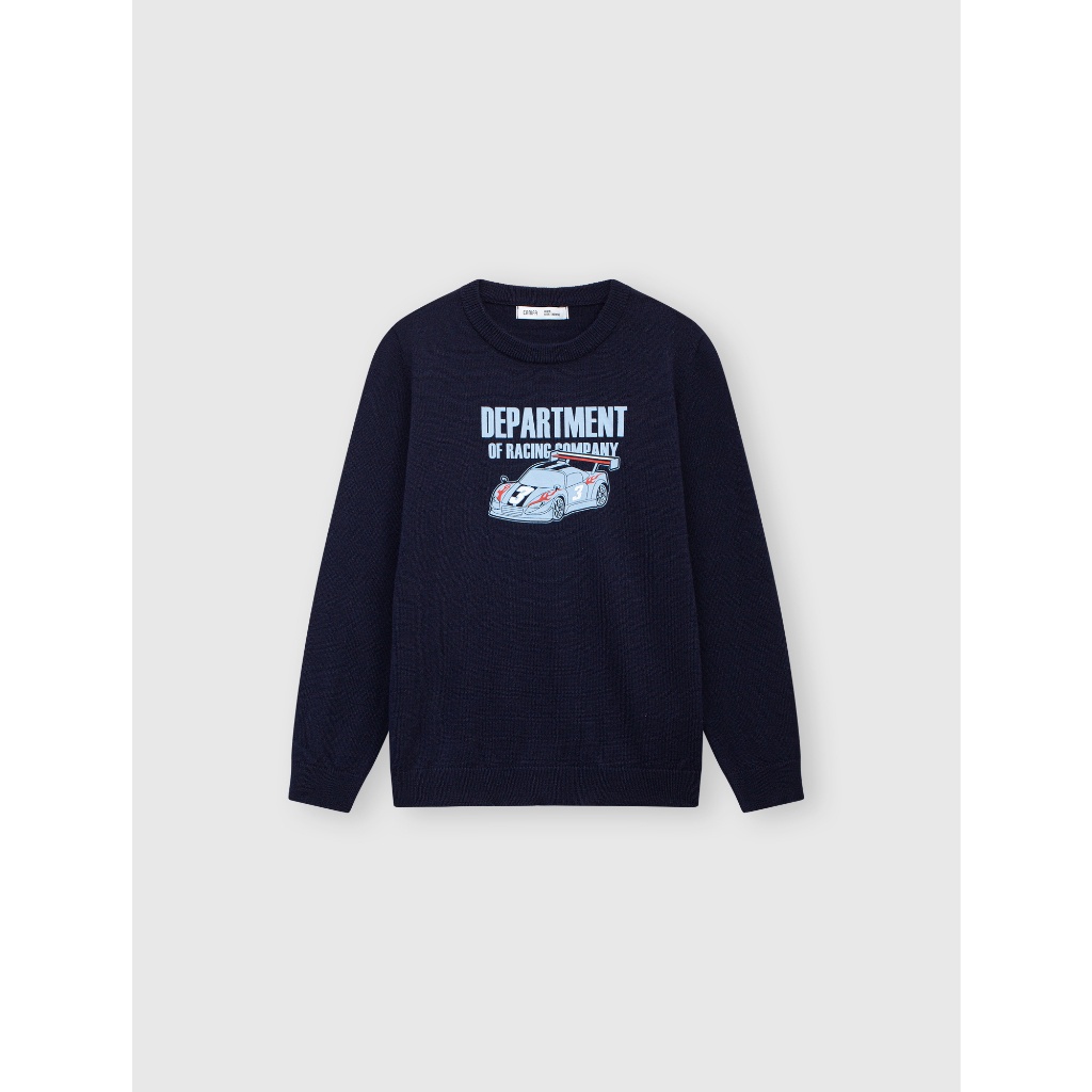 Áo len bé trai CANIFA cổ tròn dài tay in hình họa tiết dễ thương ML23 2TE23W007