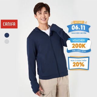 Áo khoác chống nắng nam CANIFA chất liệu polyester co giãn, có mũ kéo khoá mẫu mới 2023 8OT23S001