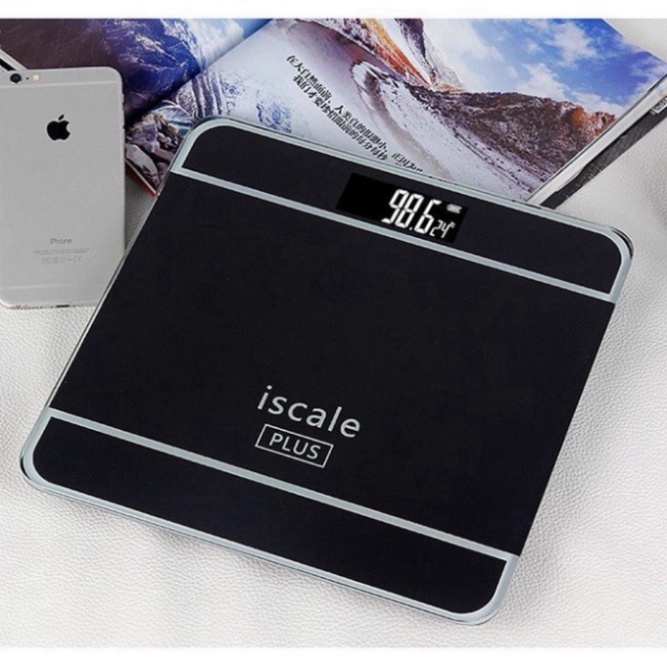 Cân sức khỏe điện tử chính hãng iScale SE 150kg màn hình LCD rõ nét kính cường lực cao cấp thiết kế gọn nhẹ
