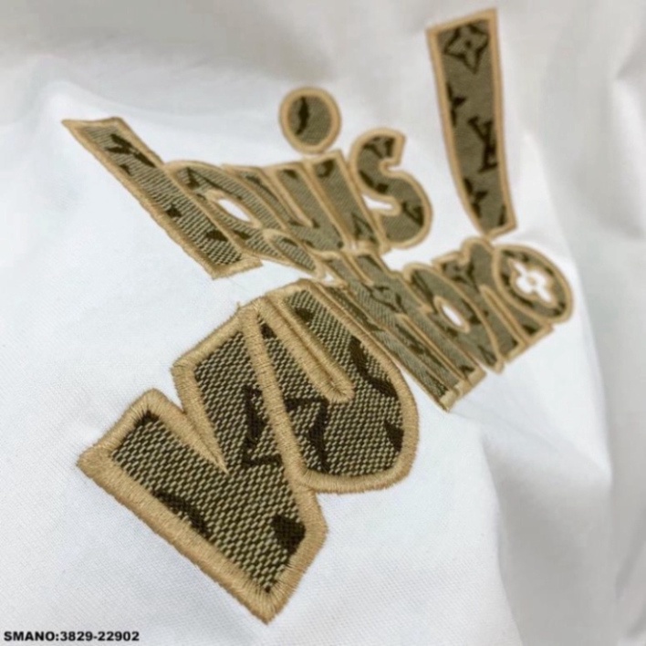 Áo Louis Vuitton Đen Trắng chữ Vàng Áo Thun LV Chất Vải Cotton Co Giãn 4 Chiều