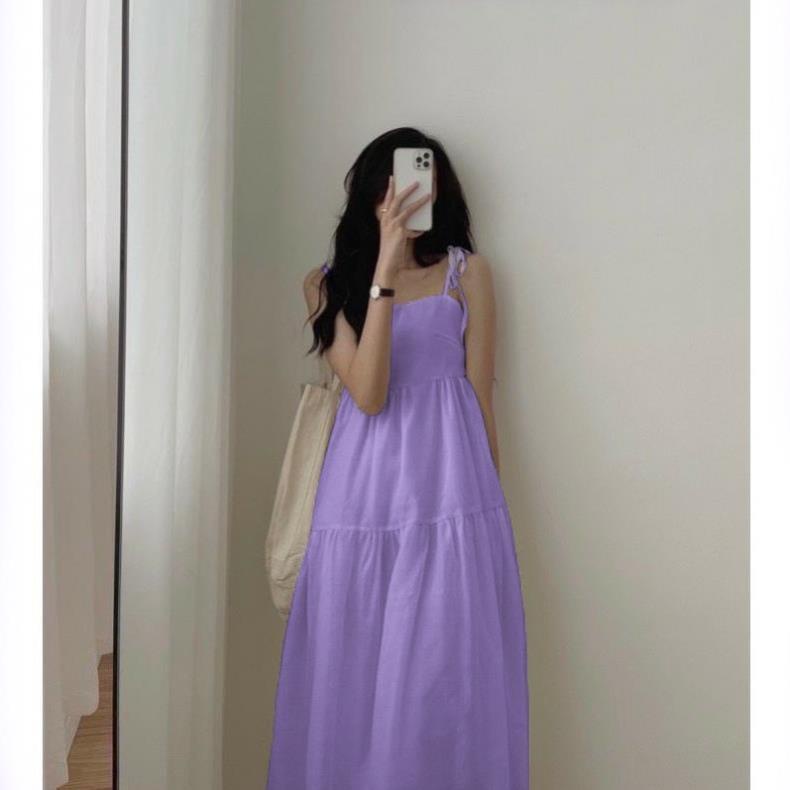 Đầm maxi đi biển, cột nơ ở vai mẫu hot, siêu xinh CN10